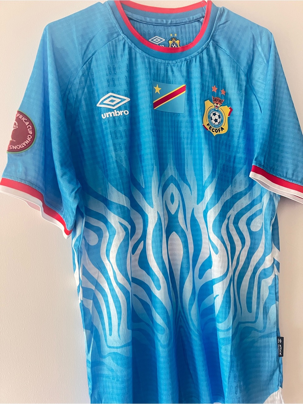 Umbro Blue DR Congo Football Jersey with Red Trim